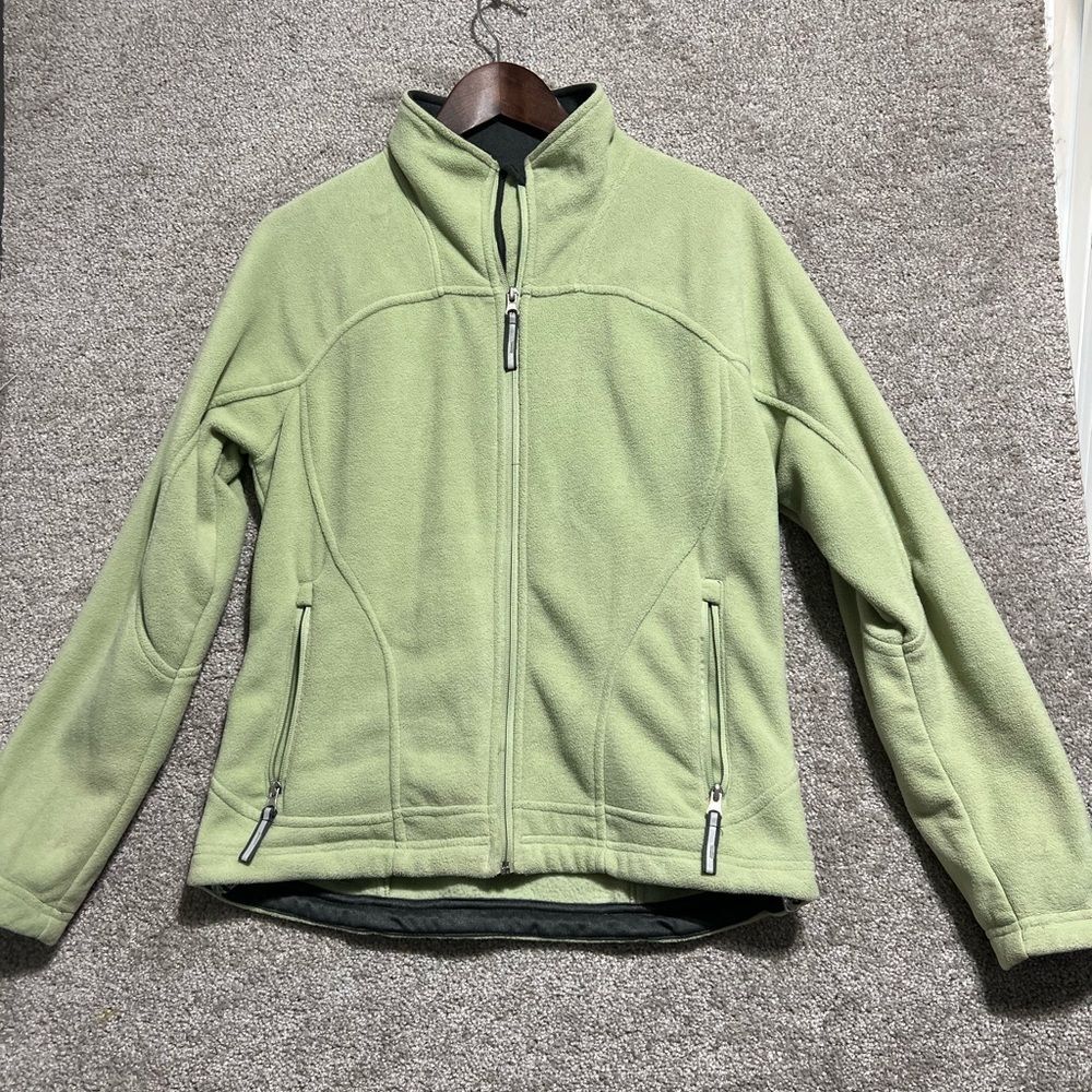 Free Country Woman’s Full Zip Green Fleece Jacket Size Medium *flaw